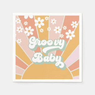 Serviette En Papier Bébé Groovy Rétro Soleil Hippie Baby Shower