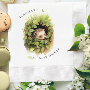 Serviette En Papier Bébé Hérisson Endormi au Lavis Baby Shower