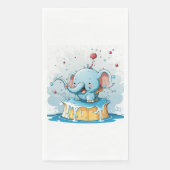 Serviette en papier bébé heureux éléphant bleu (Devant)