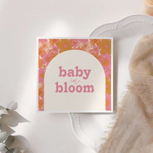Serviette En Papier Bébé hippie rose Super rétro en fleur | Boho