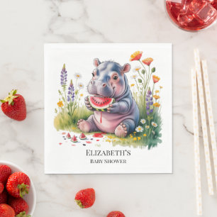 Serviette En Papier Bébé Hippopotame Mignon Pastèque Baby Shower