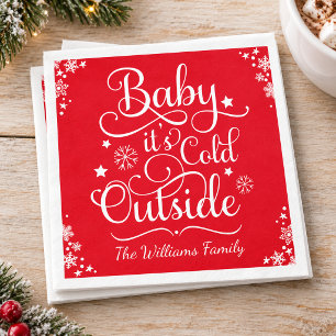Serviette En Papier Bébé il fait froid à l'extérieur Red Snowflake Vac