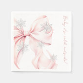 Serviette En Papier Bébé il fait froid dehors Baby Shower rose à ruban (Devant)