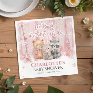 Serviette En Papier Bébé, il fait froid dehors Fête de naissance Pink
