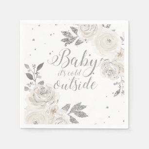 Serviette En Papier Bébé il fait froid dehors Napki floral pailleté ar