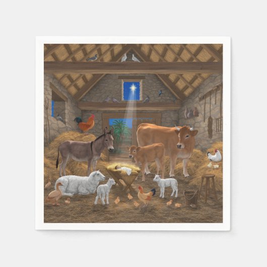 Serviette En Papier Bébé Jésus Manger Nativité de Noël (Devant)