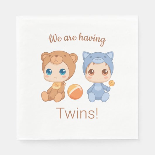 Serviette En Papier Bébé jumeaux Faire-part neutre (Devant)