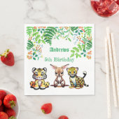 Serviette En Papier Bébé Kangaroo Tiger Leopard Jungle Forêt verte (En situation)