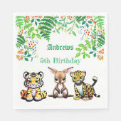 Serviette En Papier Bébé Kangaroo Tiger Leopard Jungle Forêt verte (Devant)