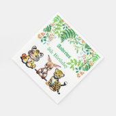 Serviette En Papier Bébé Kangaroo Tiger Leopard Jungle Forêt verte (Coin)