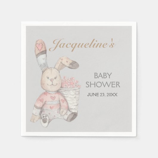 Serviette En Papier Bébé lapin Aquarelle de lapin Sexe Neutre (Devant)