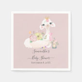 Serviette En Papier Bébé Llama Baby shower rose blanc Fleurs (Devant)