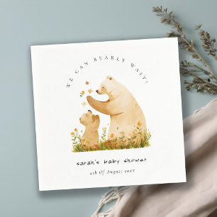 Serviette En Papier Bébé maman Bearly Wait Floral Neutal Baby shower