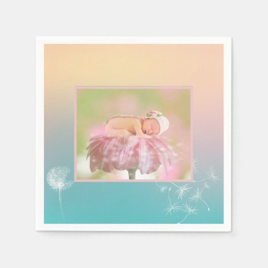 Serviette En Papier Bébé, marguerites et pissenlits (Devant)