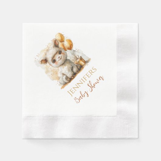 Serviette En Papier Bébé mignon Alpaca douche ou serviettes d'annivers (Devant)