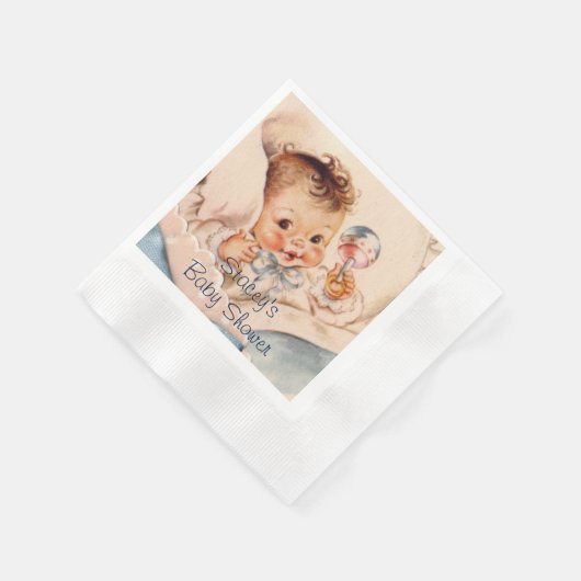 Serviette En Papier Bébé mignon avec hochet, Baby shower serviettes (Coin)