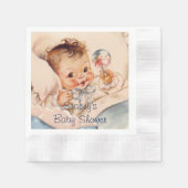 Serviette En Papier Bébé mignon avec hochet, Baby shower serviettes (Devant)