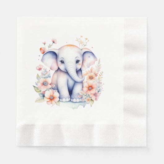 Serviette En Papier Bébé mignon Baby shower de fille d'éléphant (Devant)