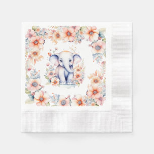 Serviette En Papier Bébé mignon Baby shower de fille d'éléphant