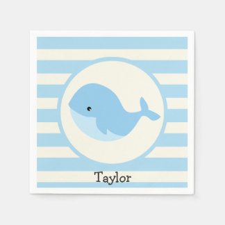 Serviette En Papier Bébé mignon Baleine Bleue; Bandes