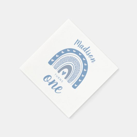 Serviette En Papier Bébé mignon bleu arc-en-ciel Boho premier annivers (Coin)