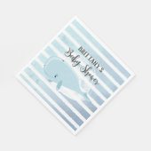 Serviette En Papier Bébé mignon Bleu Baleine Baby shower rayé (Coin)