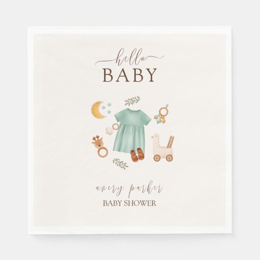Serviette En Papier Bébé mignon Boho fille Baby shower vêtements (Devant)