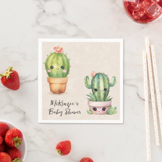Serviette En Papier Bébé mignon Cactus Baby shower Succulent (En situation)