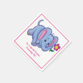 Serviette En Papier Bébé mignon Eléphant & Fleur Personnalisé (Coin)
