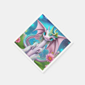 Serviette En Papier Bébé mignon et souriant Dragon aux fleurs (Coin)