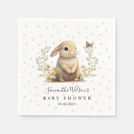 Serviette En Papier Bébé mignon lapin avec serviettes Baby shower Papi (Devant)