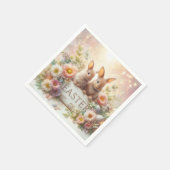 Serviette En Papier Bébé mignon lapins de Pâques et fleurs (Coin)