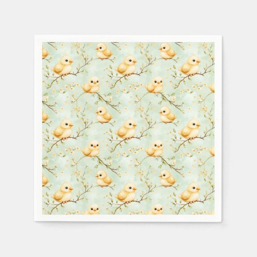 Serviette En Papier Bébé mignon Monnaie Vert Printemps Floral Motif (Devant)