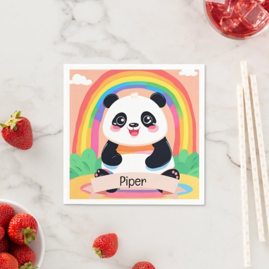 Serviette En Papier Bébé mignon Panda arc-en-ciel (En situation)