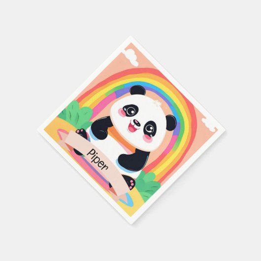 Serviette En Papier Bébé mignon Panda arc-en-ciel (Coin)