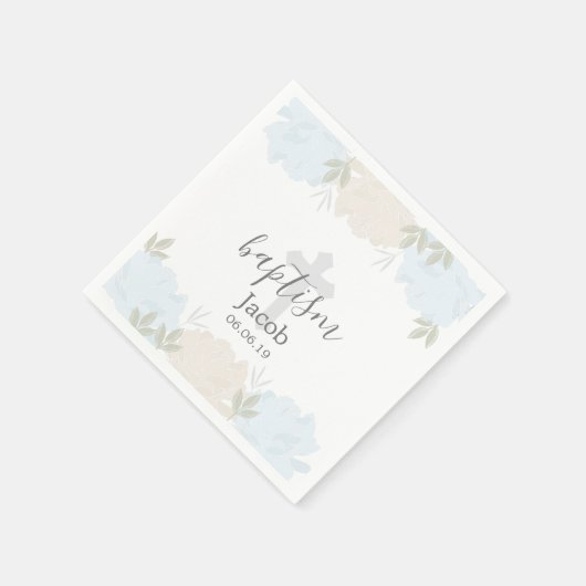 Serviette En Papier Bébé mignon Peonies Bébé Baptême (Coin)