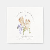 Serviette En Papier Bébé mignon Pieds bleu Floral Baby shower garçon (Devant)