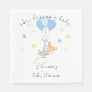 Serviette En Papier Bébé mignon renard et ballons