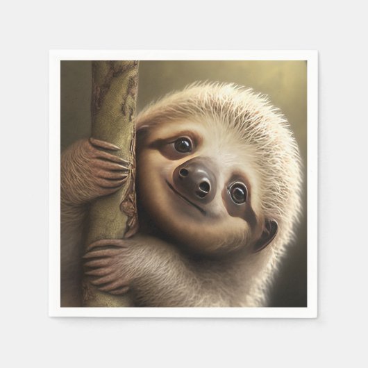 Serviette En Papier Bébé mignon Sloth Souriant Faune Nature Animal (Devant)