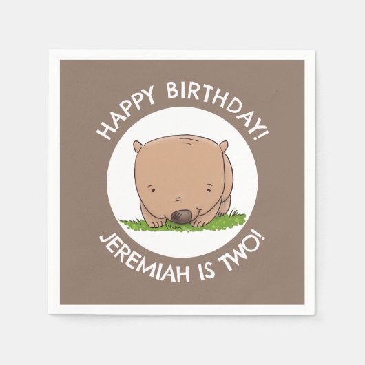 Serviette En Papier Bébé mignon wombat personnalisées dessin animé ann (Devant)