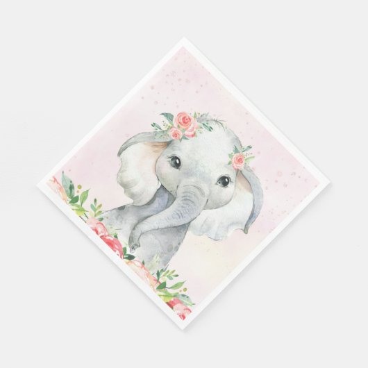 Serviette En Papier Bébé mignonne fille éléphant Baby shower serviette (Coin)