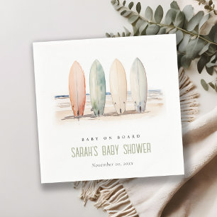 Serviette En Papier Bébé neutre à bord Baby shower de surf