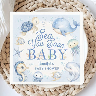 Serviette En Papier Bébé Océan Bleu Fête Prénatale Garçon Mer Vous Bie
