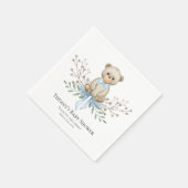 Serviette En Papier Bébé Ours Bleu Garçon couronne | Baby shower servi (Coin)