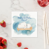 Serviette En Papier Bébé Ours Polaire Dormir Anniversaire Fête (En situation)