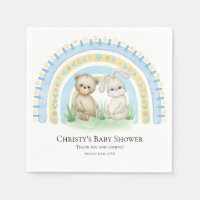 Bébé Ours Rainbow Boy | Baby shower serviettes