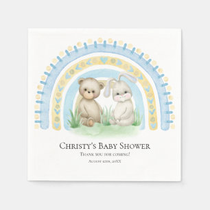 Serviette En Papier Bébé Ours Rainbow Boy   Baby shower serviettes