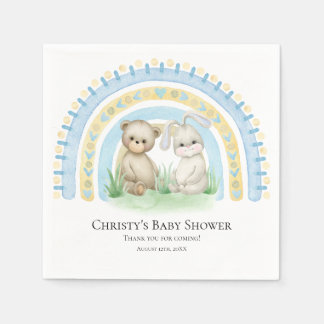 Serviette En Papier Bébé Ours Rainbow Boy | Baby shower serviettes