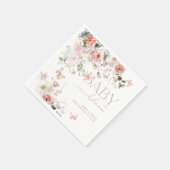 Serviette En Papier Bébé papillon en fleur Baby shower floral rose (Coin)