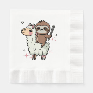 Serviette En Papier Bébé paresseux et lama mignons
